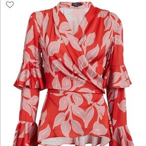 PatBo leaf print wrap top small